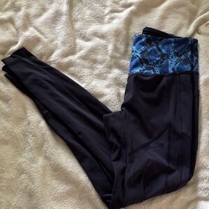 Lululemon Athletica Black Leggings with Blue Pattern